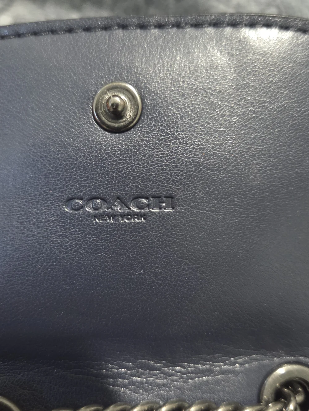 Coach Navy Leather Crossbody with Multicolor Glitter Panel